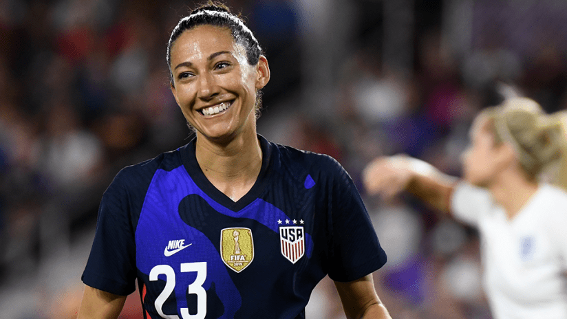 Christen Press - US women's national team (USWNT) - smiles after goal vs. England