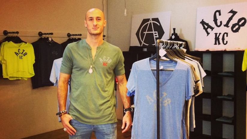 Aurelien Collin inside his new AC78 clothing line store