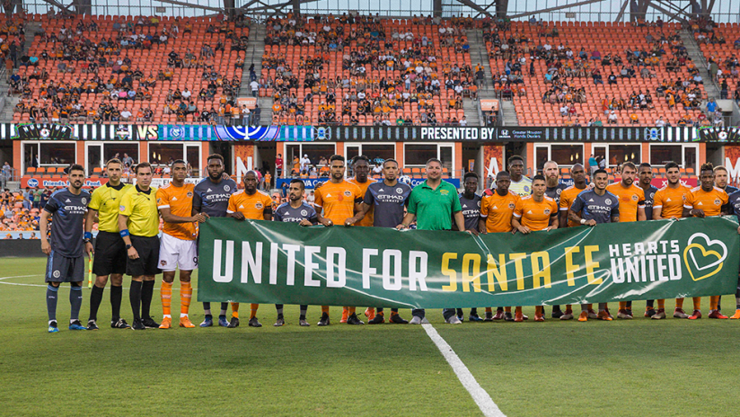 United for Santa Fe - Houston Dynamo - New York City FC - Players hold banner