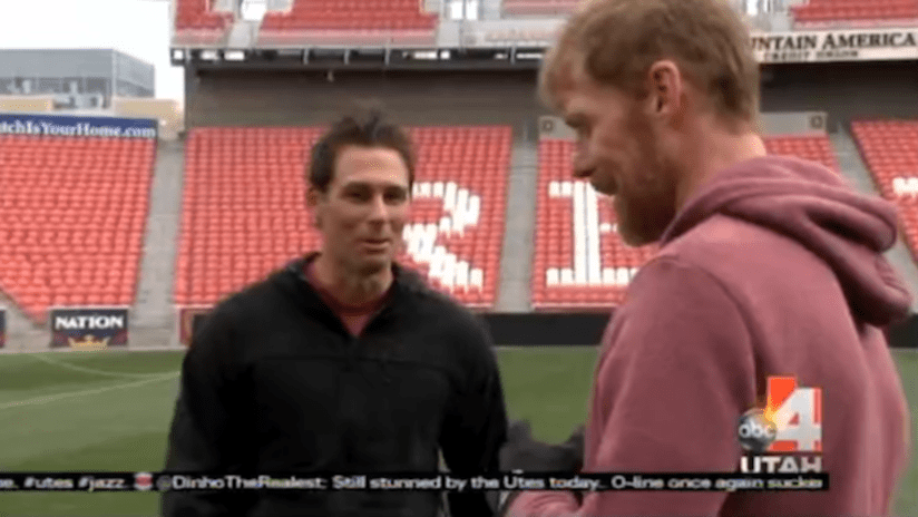 Brian Dunseth and Alexi Lalas crossbar challenge