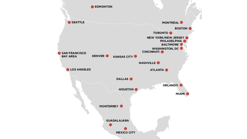 World Cup bid - possible host cities