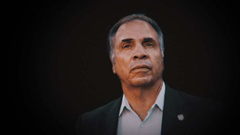 Bruce Arena - portrait against black background - use only for special posts