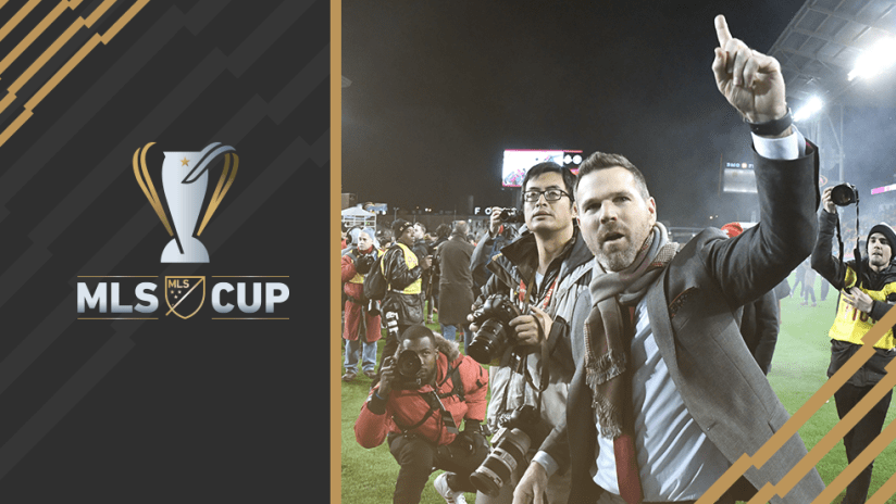 2017 MLS Cup - Greg Vanney - Toronto FC - Pointing to fans after victory