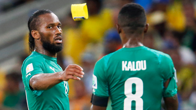 Ivory Coast's Didier Drogba and Salomon Kalou