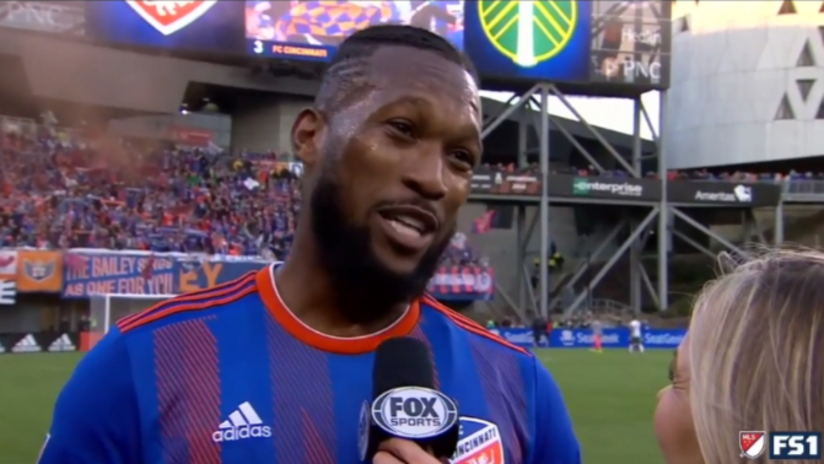 Kendall Waston - FC Cincinnati - shot from postgame interview with Katie Witham - THUMB ONLY