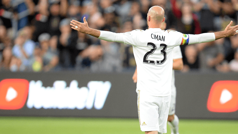 Laurent Ciman - LAFC - Los Angeles - Arms spread back of jersey