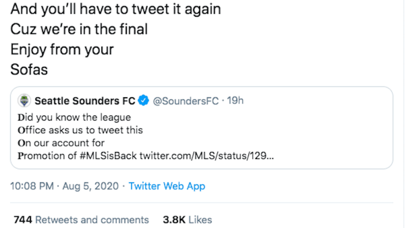 EMBED ONLY - Timbers/Sounders MLS is Back tweets