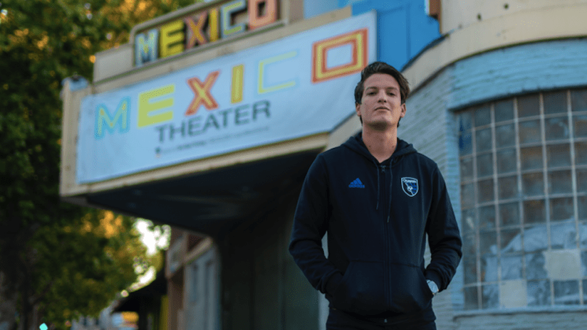 Carlos Fierro - San Jose Earthquakes - in front of San Jose's Mexico Theater