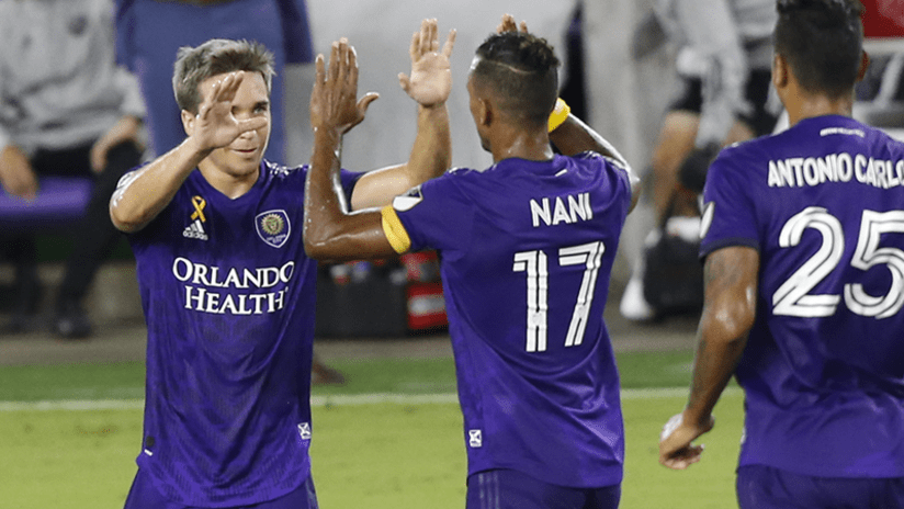 Orlando City celebrate vs Inter Miami - September 12, 2020