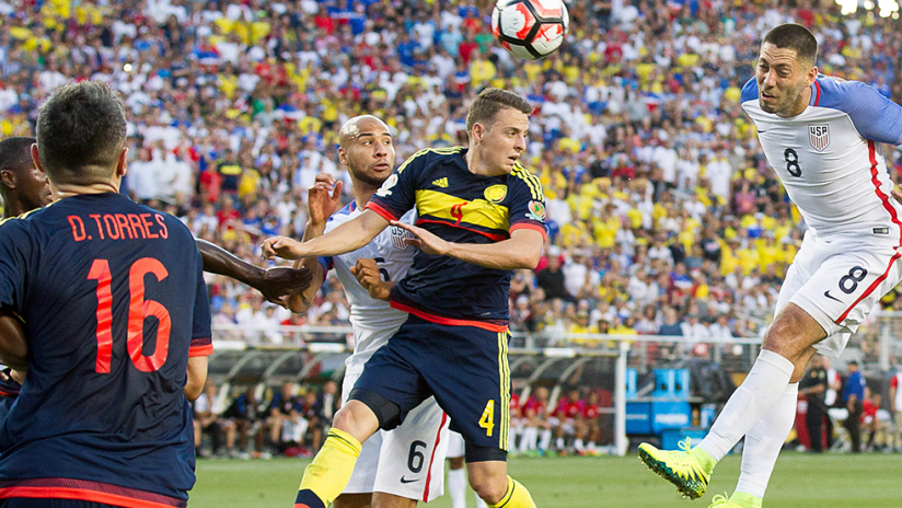 Copa America - Clint Dempsey - heading the ball vs Colombia