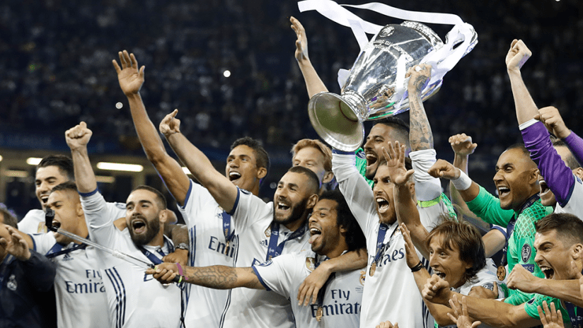 Real Madrid celebrate winning the 2017 UEFA Champions League