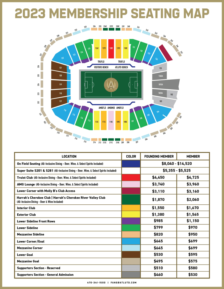 2023 Season Ticket Membership Seating Map