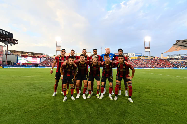 Atlanta United Starting XI pose for a photo during the match against FC Dallas at Toyota Stadium in Dallas, TX on Saturday, September 2, 2023. (Photo by Mitch Martin/Atlanta United)