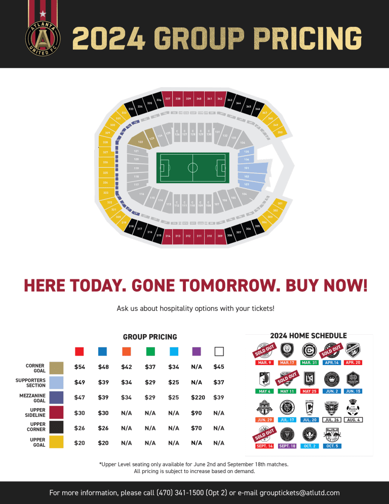 Atlanta United 2024 Group Pricing (April 18 Update)