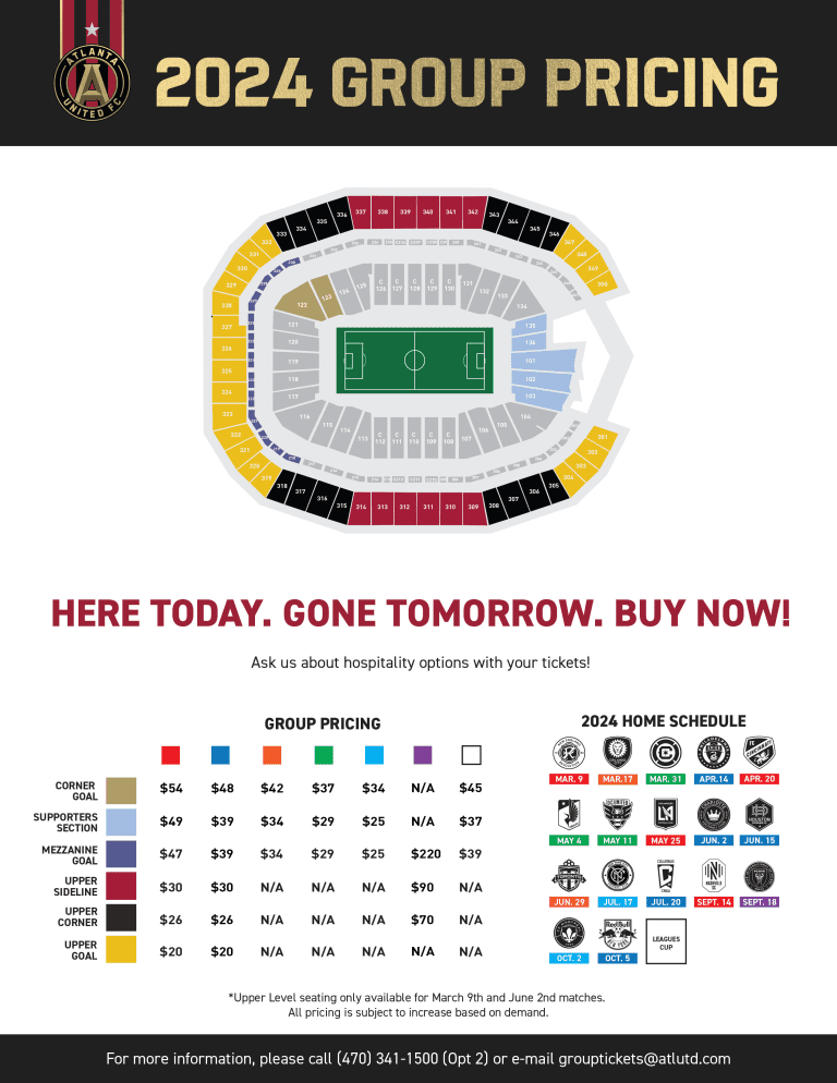 Atlanta United 2024 Group Pricing (February 21 Update)