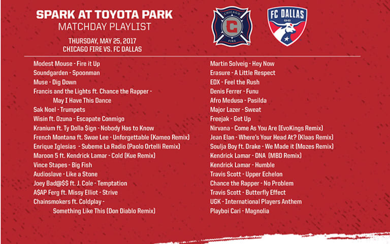 Spark at Toyota Park Matchday Playlist | #CHIvFCD | May 25 -