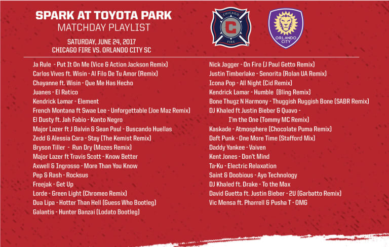 Spark at Toyota Park Matchday Playlist | #CHIvORL | June 24 -