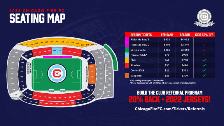 2022 Seating Map + 12 Match Pricing