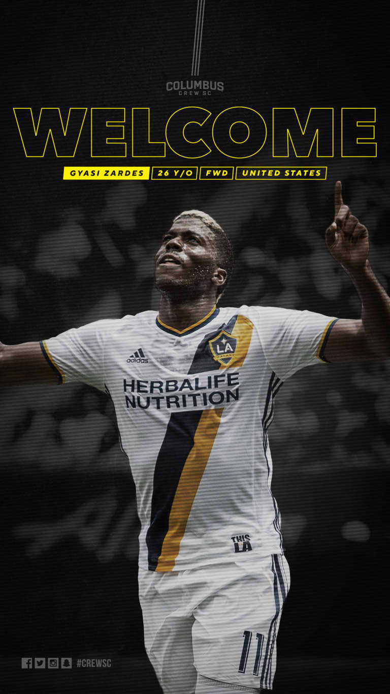Crew SC acquires MLS Cup champion, U.S. international Gyasi Zardes, TAM in trade with Galaxy -