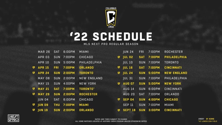 Columbus Crew 2 unveils 2022 regular season schedule | Columbus Crew
