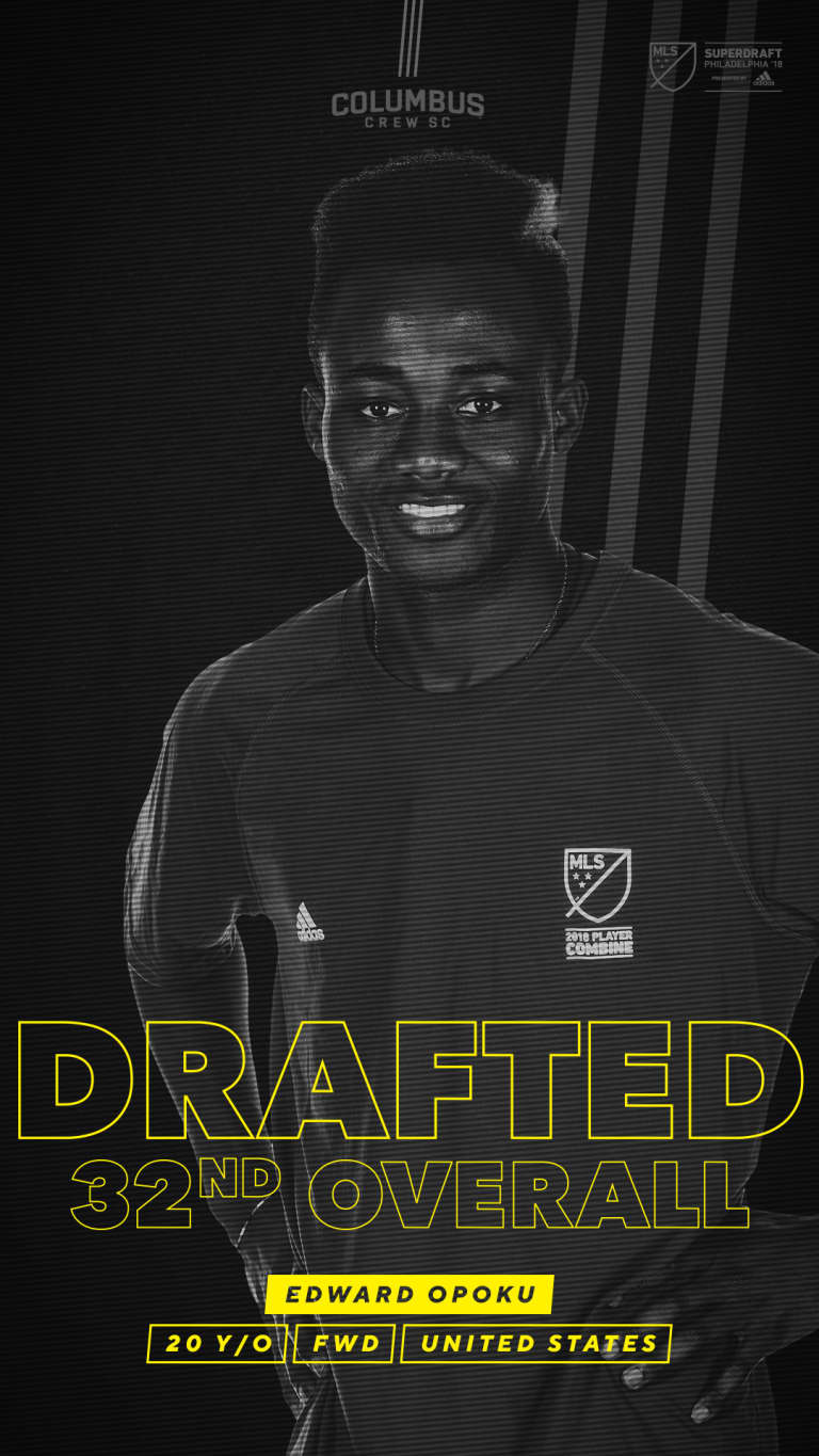 Crew SC selects Generation adidas forward Edward Opoku in the Second Round of 2018 MLS SuperDraft -