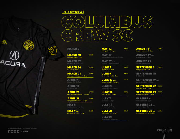 Crew SC's 2018 schedule unveiled -