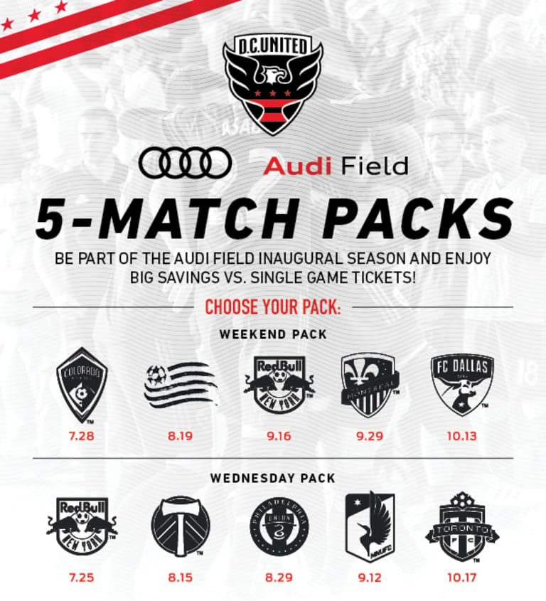 Audi Field 5 match packs now available -