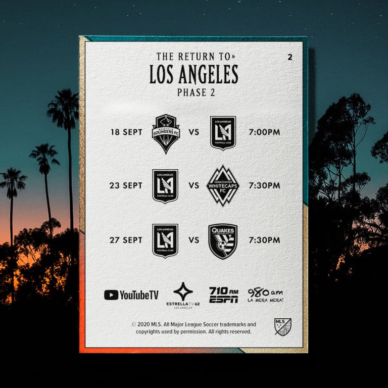 LAFC & MLS Announce Continuation Of 2020 Regular Season Schedule In Home Markets 9/11/20 -