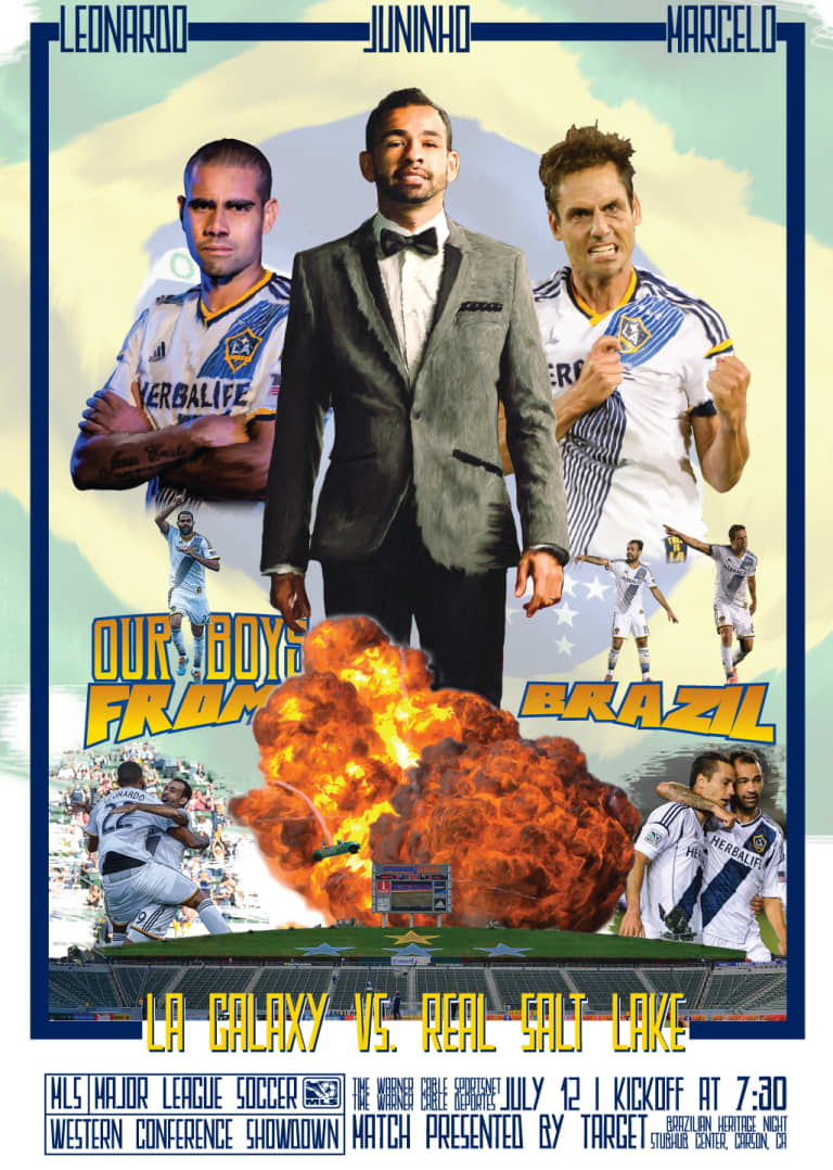 LA Galaxy debut commemorative match poster for July 12th match against Real Salt Lake -