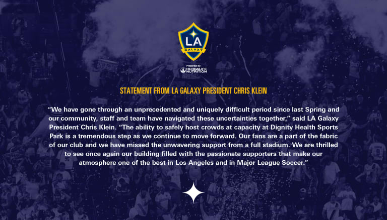 LA Galaxy to host capacity crowds at Dignity Health Sports Park beginning June 19 -