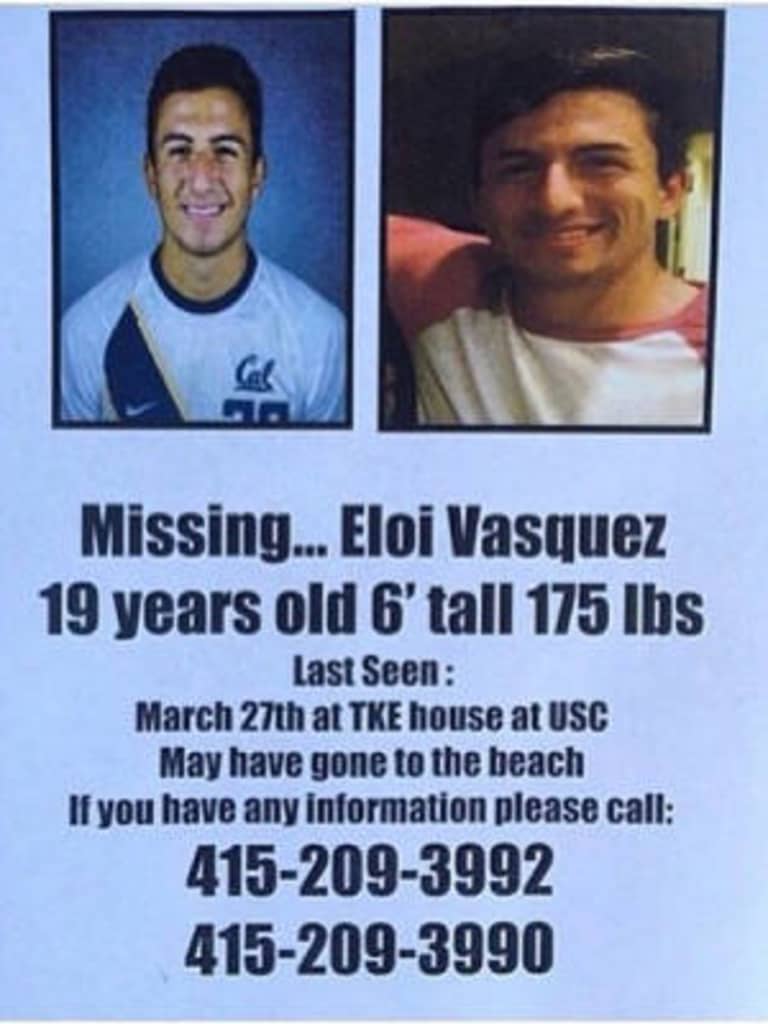 UC Berkeley soccer player Eloi Vasquez missing in Los Angeles; $100,000 reward offered -
