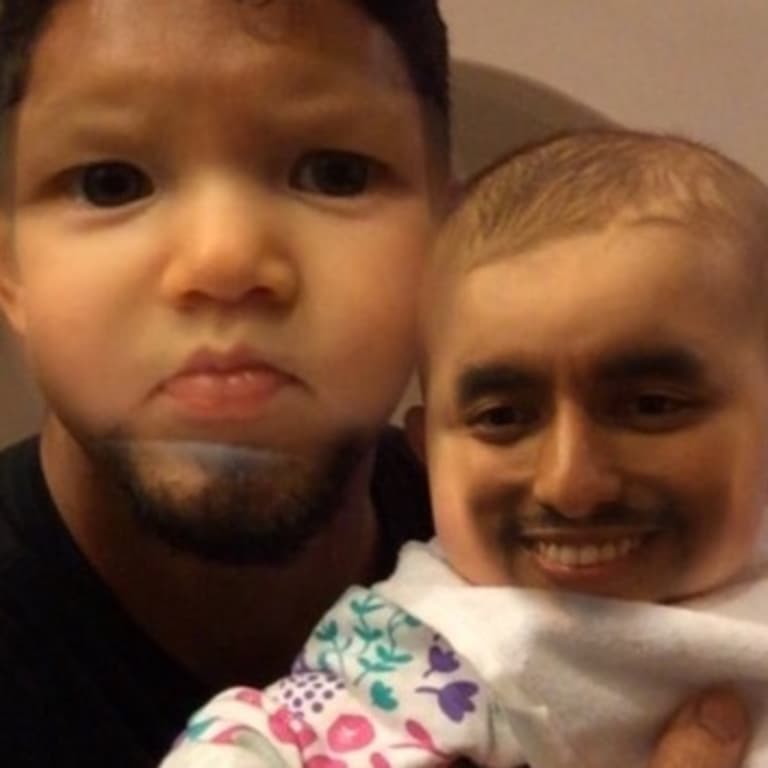 A.J. DeLaGarza did a face swap with his family and it was both terrifying and hilarious -