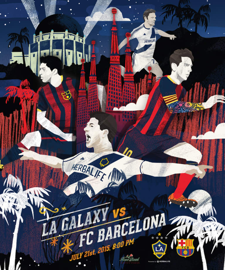 LA Galaxy unveil commemorative match poster for FC Barcelona match -