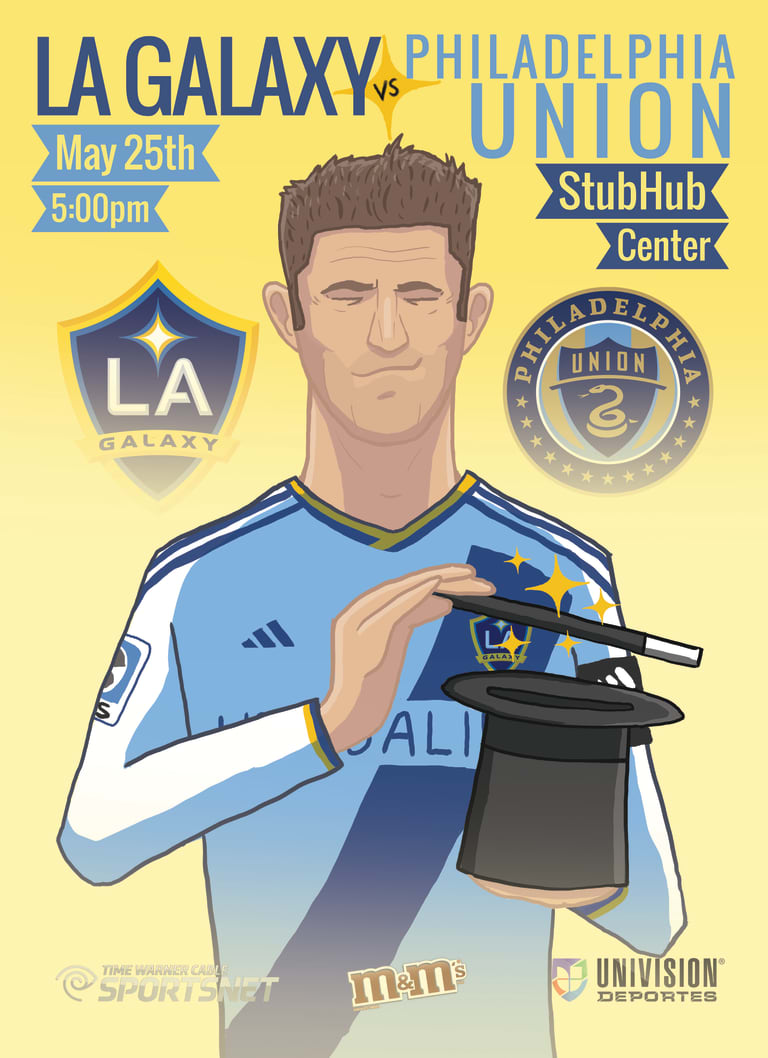 LA Galaxy debut commemorative match poster for May 25 match against Philadelphia Union -