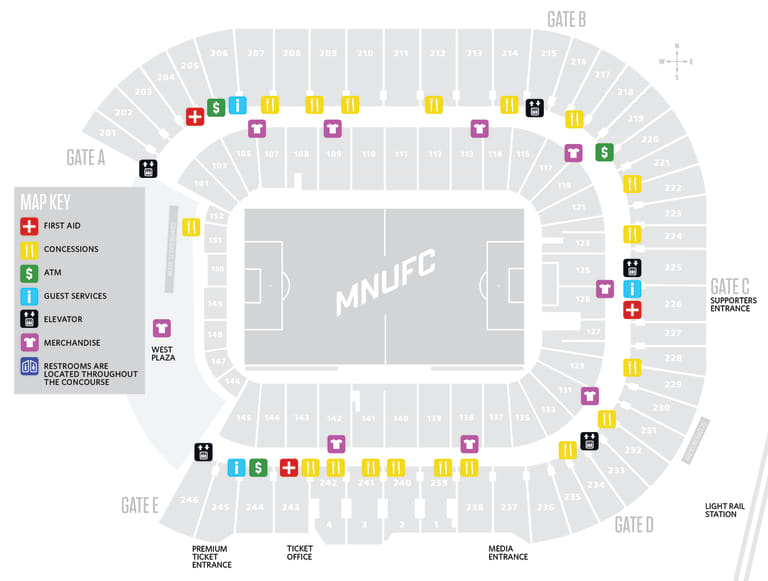 Finding the Right Gate - TCF Bank Stadium map