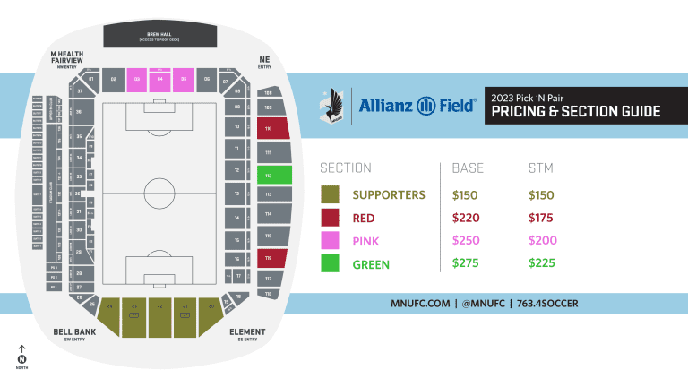 2023 Group Ticket Seating and Pricing Map