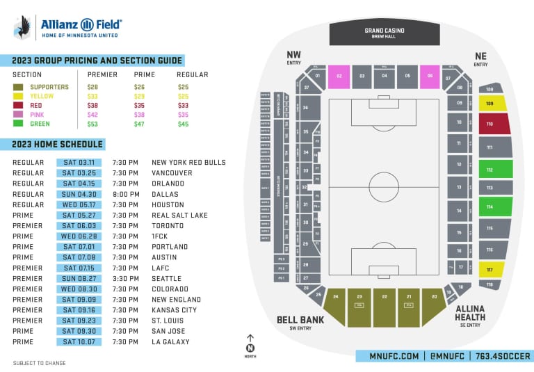 Allianz Field Group Pricing Map