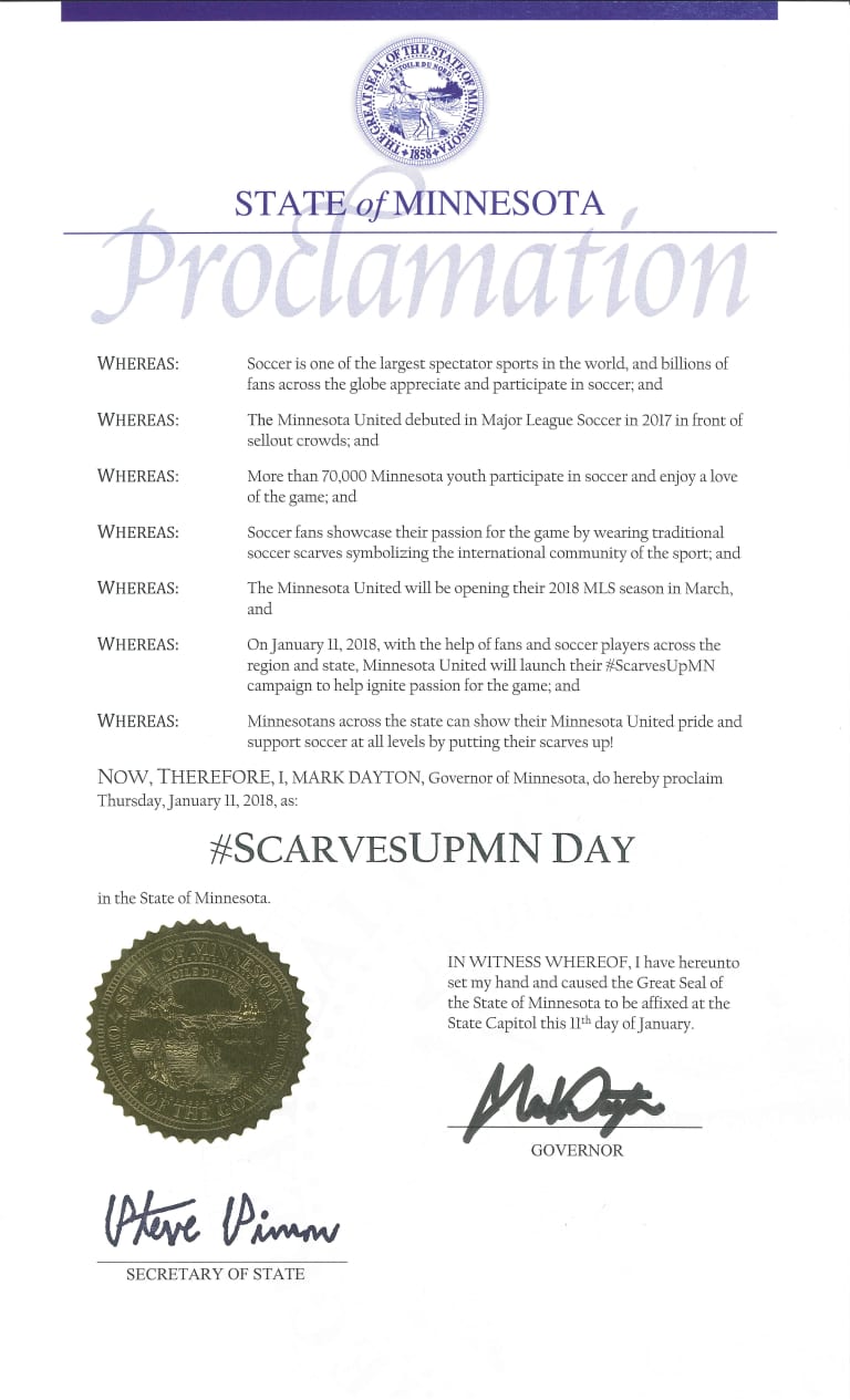 Governor Dayton Declares #ScarvesUpMN Day -