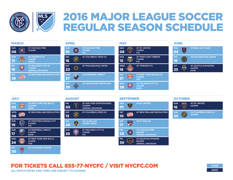 16 Things  to know about the New York City FC 2016 MLS Regular Season schedule -