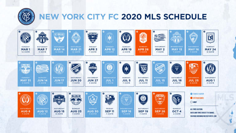 New York City FC’s 2020 MLS Regular Season Schedule Released -