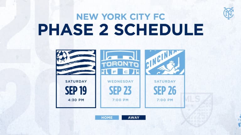 New York City FC Announces Next Three Games of MLS Regular Season -