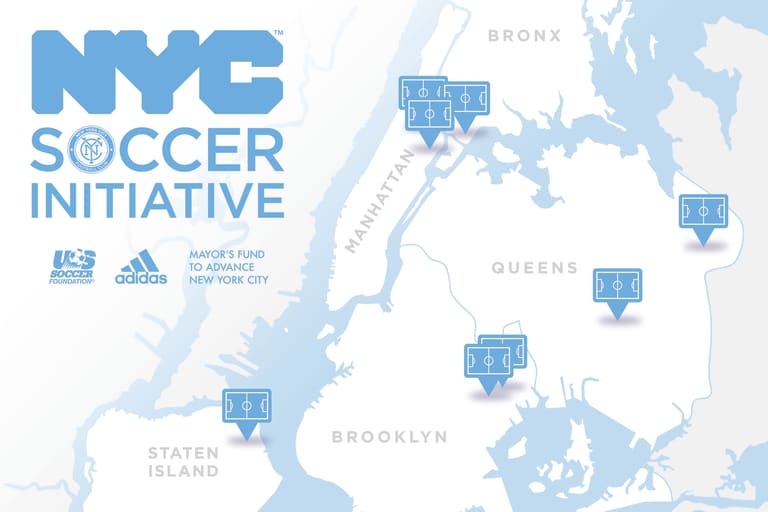 NYCFC, the Mayor’s Fund to Advance NYC, the U.S. Soccer Foundation, and Adidas pledge to invest $3 million to build 50 pitches -