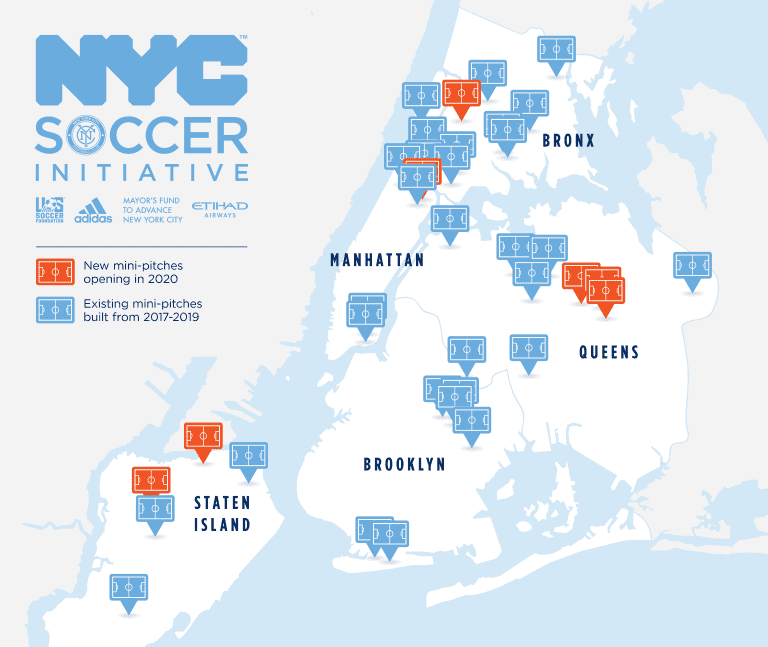 New York City Soccer Initiative presenta nuevos mini-campos de fútbol 2020 con una ceremonia virtual de corte de cinta -