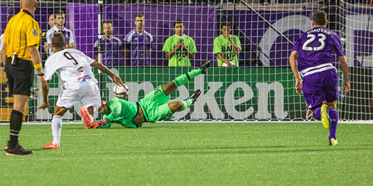 In Depth | Earl Edwards Jr. Off To a Promising Start - Earl Edwards Jr. dives to his right to save a penalty kick against West Bromwich Albion.