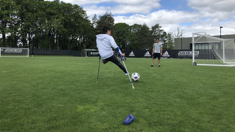 Soccer loving Iraqi boy Mustafa Abed back in Portland for treatment, gets full PTFC experience -