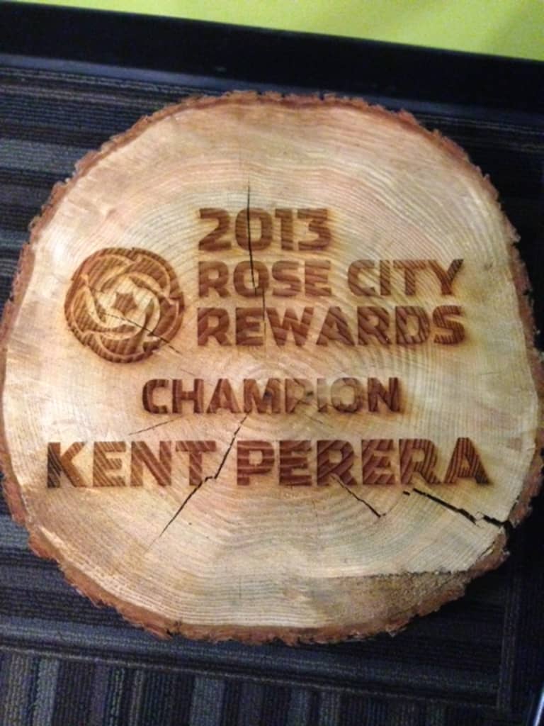 Portland Timbers recognize 2013 Rose City Rewards Grand Prize Winner Kent Perera -