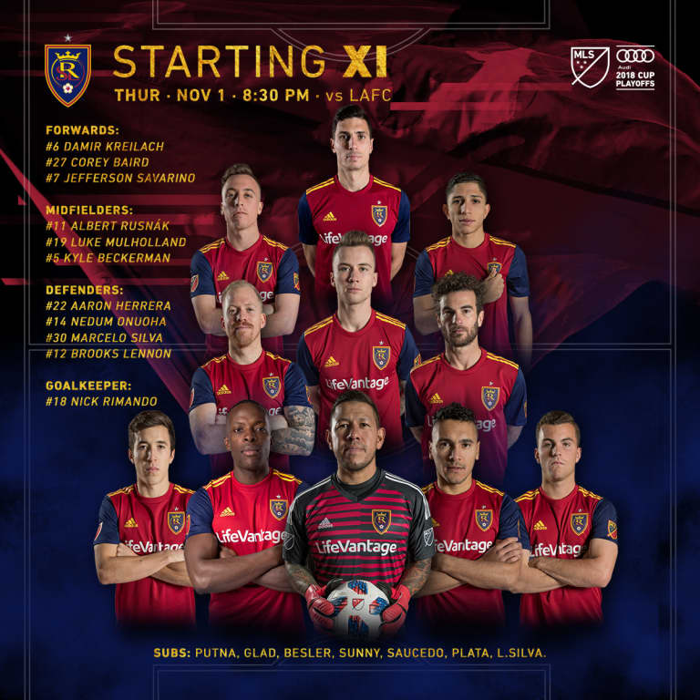 RSL Starting XI: @ LAFC - Western Conference Playoffs Round 1  11/1/18 -