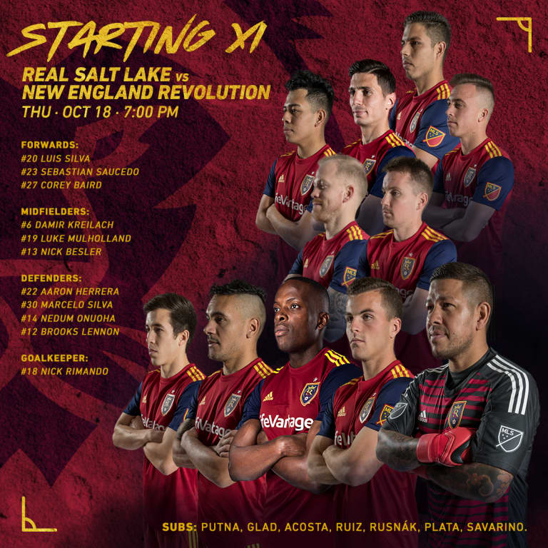 RSL Starting XI: New England Revolution 10/18/18 -