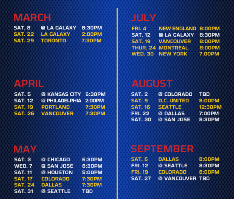 Infographic: 2014 RSL schedule -