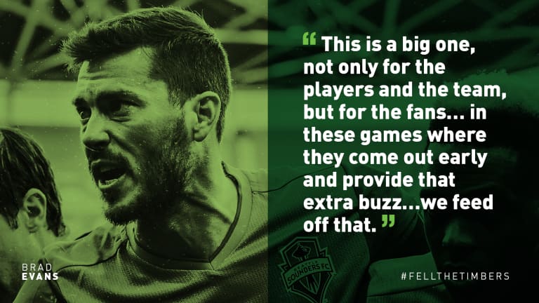 Seattle Sounders defender Brad Evans: “We feed off” fans’ energy in rivalry games against the Portland Timbers -